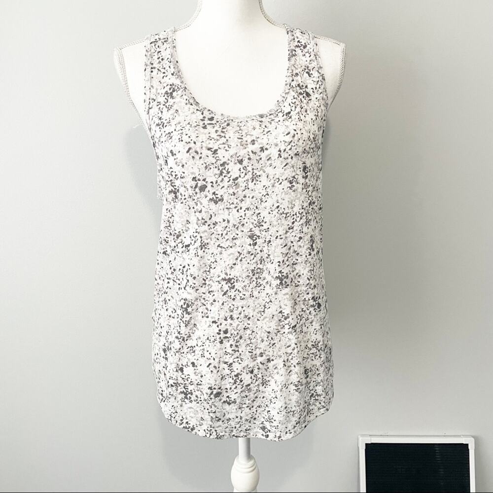 Athleta breezy cut out tank white gray top size large